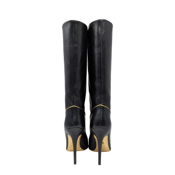 Versace Rare 2013 Western Cowboy Boots Black Leather Gold Studded Heels 40.5 - Picture 5 of 13